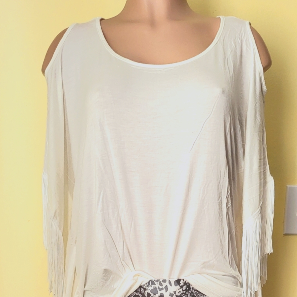 Cold Shoulder Fringe Tunic